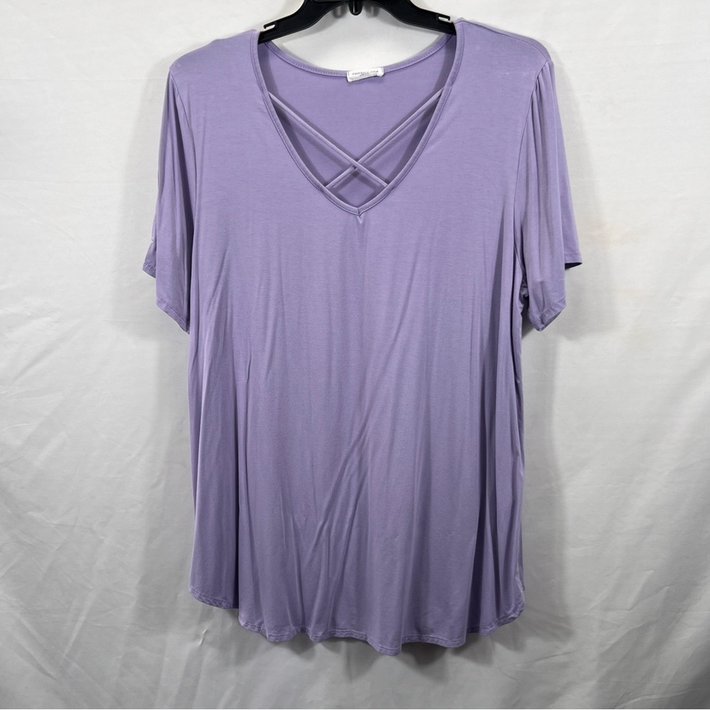Chic Soul Lavender Crisscross V-Neck Plus Size Blouse 0897